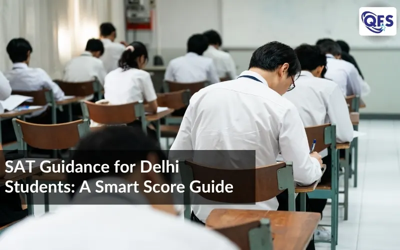 Students taking an exam in classroom – SAT guidance for Delhi students