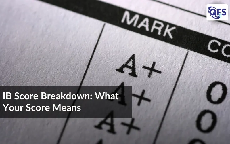 IB score breakdown showing grade sheet with A+ marks and score evaluation