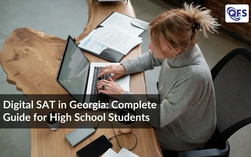 Digital SAT in Georgia student preparing on laptop with focused study setup