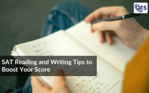 Student practicing SAT reading and writing tips in a notebook