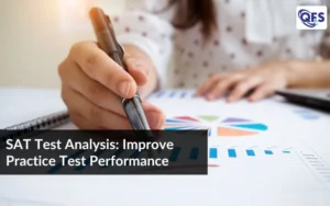 Student analysing SAT practice test performance and score progress.