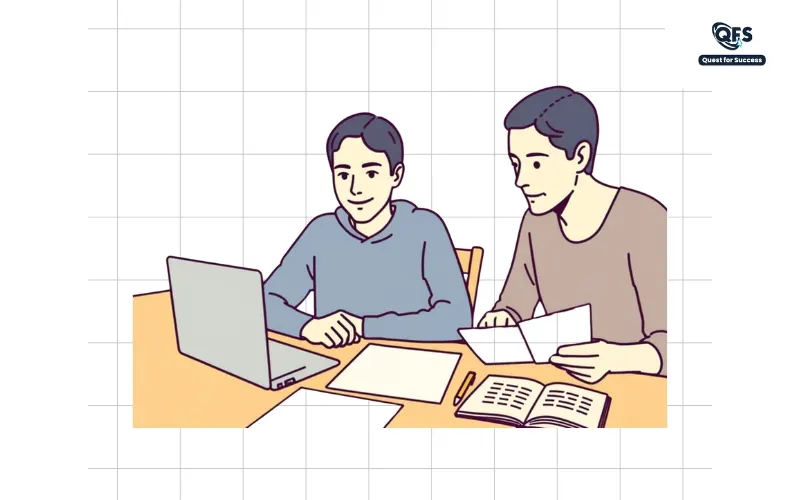 Parent supporting student during SAT preparation